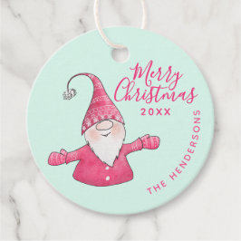 Aangepaste naam Schattige Gnome Pink Mint Merry Ch Bedankjes Labels