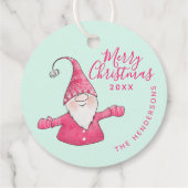 Aangepaste naam Schattige Gnome Pink Mint Merry Ch Bedankjes Labels (Achterkant)