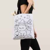 Aangepaste naam Schattige Halloween Kleuractivitei Tote Bag (Dichtbij)