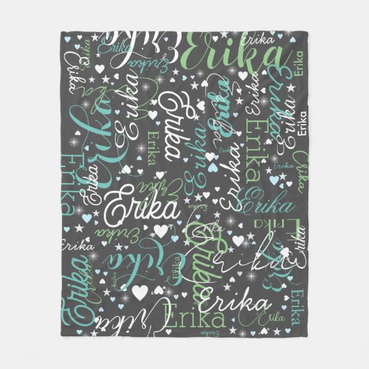 Aangepaste naam Schattige Hearts Stijlvol Starry D Fleece Deken (Voorkant)