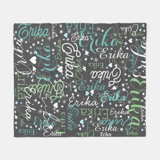 Aangepaste naam Schattige Hearts Stijlvol Starry D Fleece Deken (Voorkant (Horizontaal))