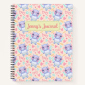 Aangepaste naam Schattige Hippo Bullet Journal Notitieboek (Voorkant)