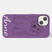 Aangepaste naam Schattige Hond, Bloemen iPhone Hoesje (Achterkant horizontaal)