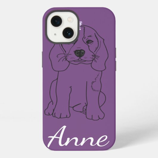 Aangepaste naam Schattige Hond, Bloemen iPhone Hoesje (Achterkant)
