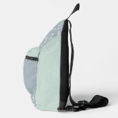Aangepaste naam, schattige moderne grijze blauwe v sling bag (Rechts)