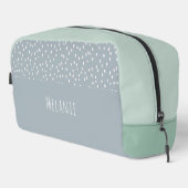 Aangepaste naam, schattige moderne grijze blauwe v toilettasje (Rechterhoek)