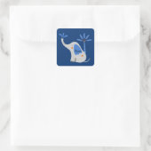 Aangepaste naam Schattige Olifant met Palmboom Bla Vierkante Sticker (Tas)