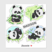 Aangepaste naam Schattige Panda stickers (Vel)
