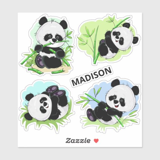 Aangepaste naam Schattige Panda stickers (Vel)