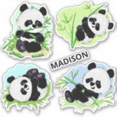 Aangepaste naam Schattige Panda stickers (Voorkant)