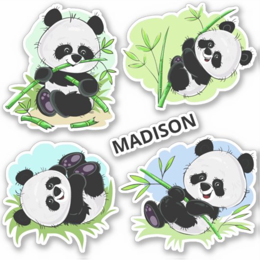 Aangepaste naam Schattige Panda stickers (Voorkant)