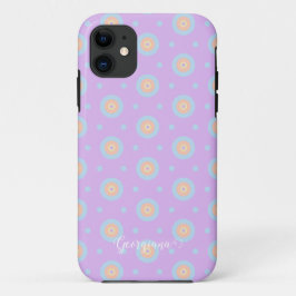 Aangepaste Naam Schattige Pastel Rainbow Bullseyes Case-Mate iPhone Case