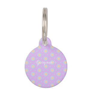 Aangepaste Naam Schattige Pastel Rainbow Bullseyes Huisdierpenning