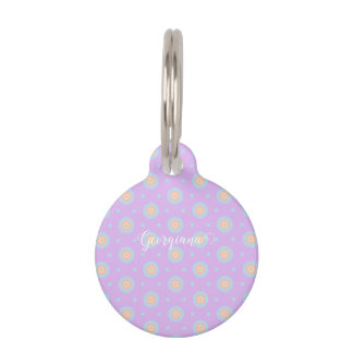 Aangepaste Naam Schattige Pastel Rainbow Bullseyes Huisdierpenning