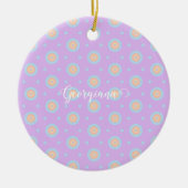 Aangepaste Naam Schattige Pastel Rainbow Bullseyes Keramisch Ornament (Voorkant)