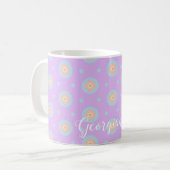 Aangepaste Naam Schattige Pastel Rainbow Bullseyes Koffiemok (Voorkant links)