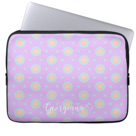 Aangepaste Naam Schattige Pastel Rainbow Bullseyes Laptop Sleeve