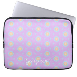 Aangepaste Naam Schattige Pastel Rainbow Bullseyes Laptop Sleeve