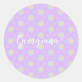 Aangepaste Naam Schattige Pastel Rainbow Bullseyes Ronde Sticker