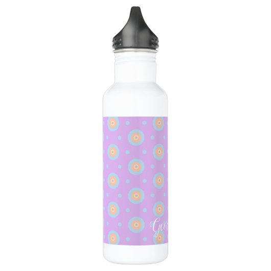 Aangepaste Naam Schattige Pastel Rainbow Bullseyes Waterfles (Links)