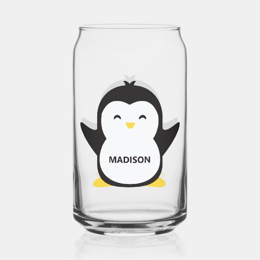 Aangepaste naam schattige pinguïn blikvorm glas (Voorkant)