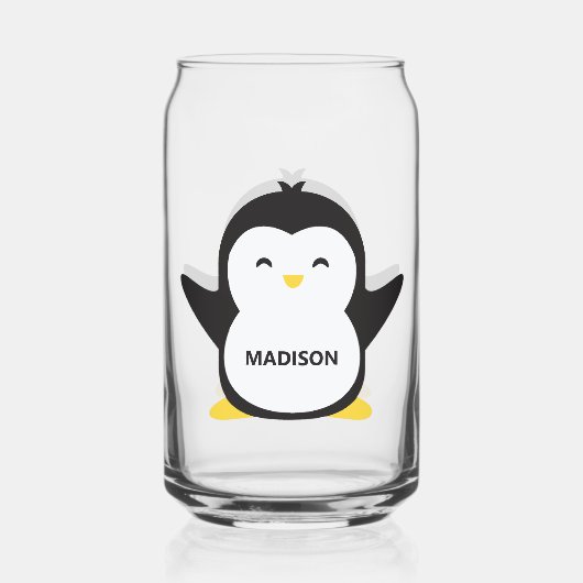 Aangepaste naam schattige pinguïn blikvorm glas (Achterkant)