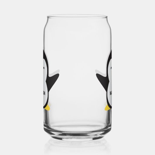 Aangepaste naam schattige pinguïn blikvorm glas (Rechts)