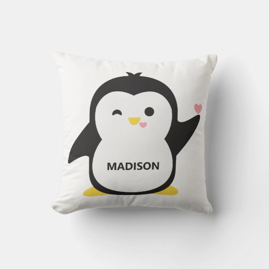 Aangepaste naam schattige pinguïn kussen (Voorkant)