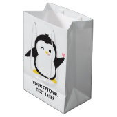 Aangepaste naam schattige pinguïn medium cadeauzakje (Voorkant Gekanteld)