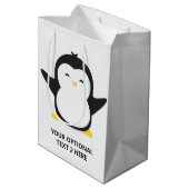 Aangepaste naam schattige pinguïn medium cadeauzakje (Achterkant Gekanteld)
