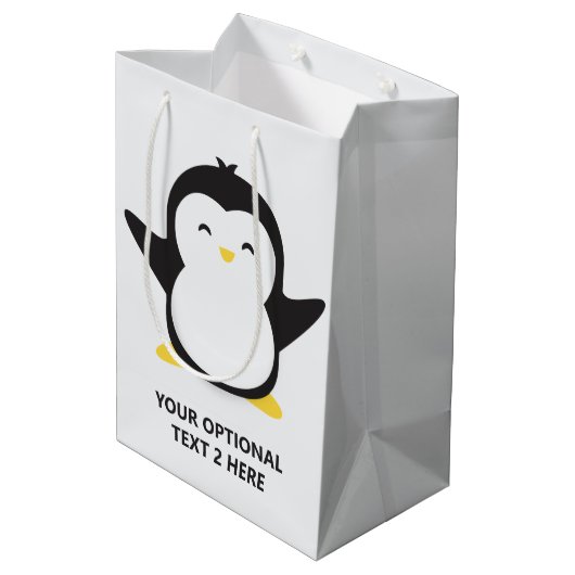 Aangepaste naam schattige pinguïn medium cadeauzakje (Achterkant Gekanteld)