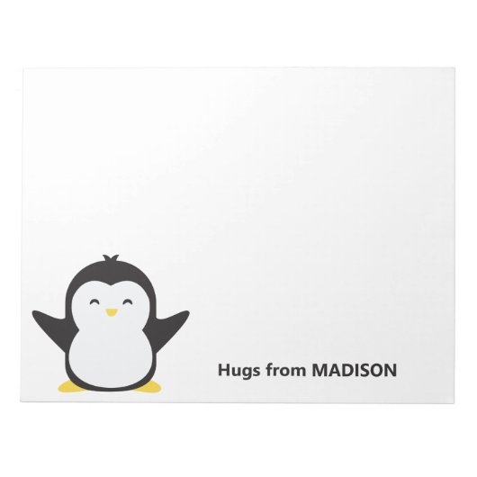Aangepaste naam schattige pinguïn notitieblok (Voorkant)