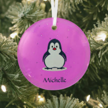 Aangepaste naam schattige pinguïn op roze