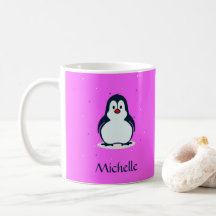 Aangepaste naam schattige pinguïn op roze