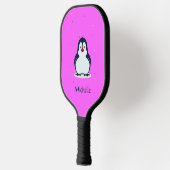 Aangepaste naam schattige pinguïn op roze pickleball paddle (Links)