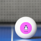 Aangepaste naam schattige pinguïn op roze pingpongbal (Net)