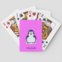Aangepaste naam schattige pinguïn op roze