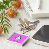Aangepaste naam schattige pinguïn op roze sleutelhanger (Zijkant)