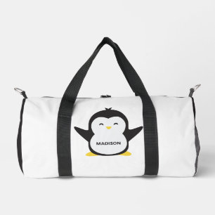 Aangepaste naam schattige pinguïn plunjezak