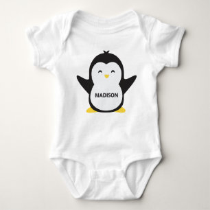 Aangepaste naam schattige pinguïn shirten romper