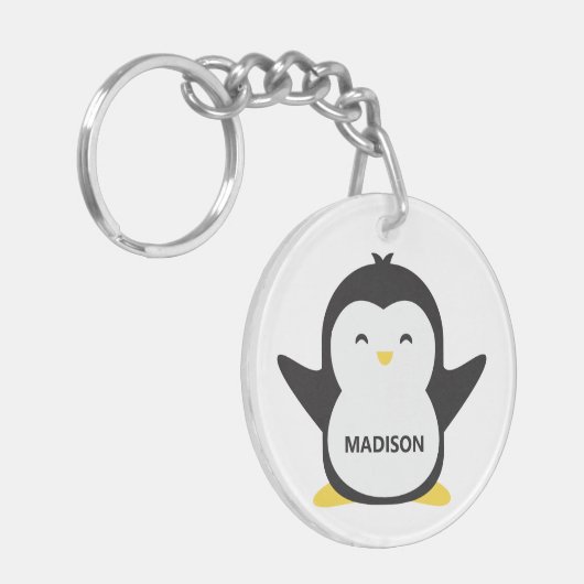 Aangepaste naam schattige pinguïn sleutelhanger (Voorkant Links)