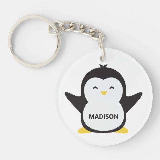 Aangepaste naam schattige pinguïn sleutelhanger (Voorkant)