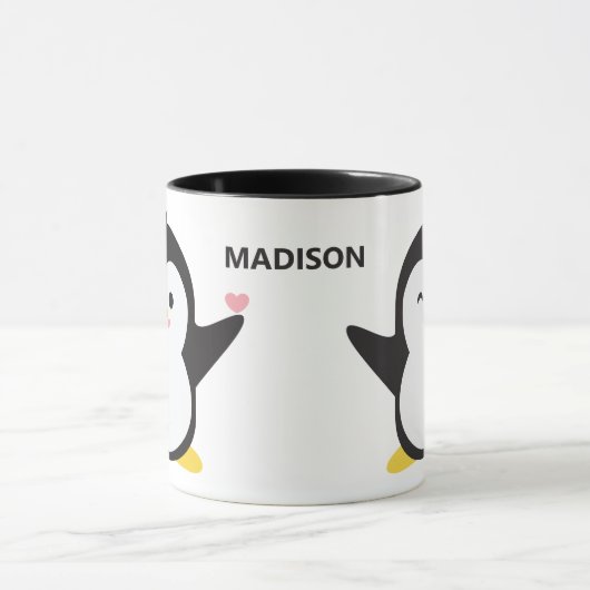 Aangepaste naam schattige pinguïns mok (Midden)