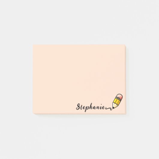 Aangepaste naam Schattige potlood Terug naar Schoo Post-it® Notes (Voorkant)