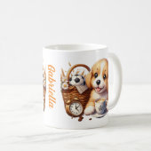 Aangepaste naam schattige puppy mok herfst cadeau (Voorkant rechts)