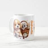 Aangepaste naam schattige puppy mok herfst cadeau (Voorkant links)
