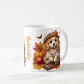 Aangepaste naam schattige puppy mok herfst cadeau (Voorkant rechts)