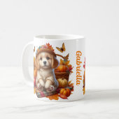 Aangepaste naam schattige puppy mok herfst cadeau (Voorkant links)