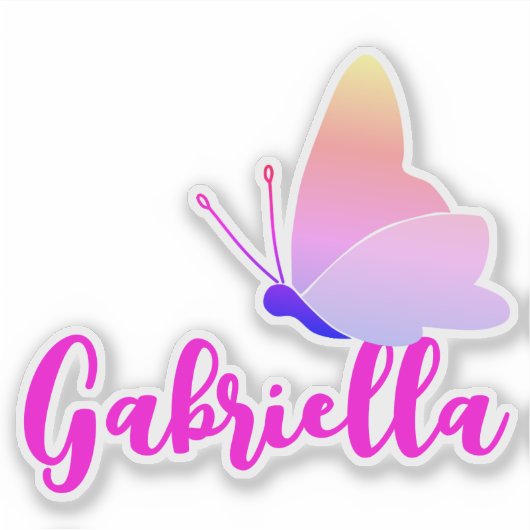Aangepaste naam Schattige Rainbow Butterfly Graphi Sticker (Voorkant)