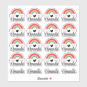 Aangepaste naam Schattige Rainbow Heart Sticker Pa (Vel)